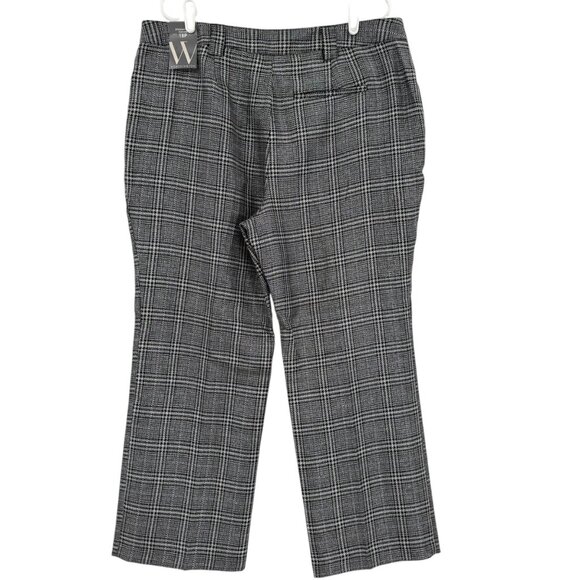 Worthington Women's Black Silver Metallic Plaid Straight Leg Pants Size 18P NWT - Picture 2 of 11